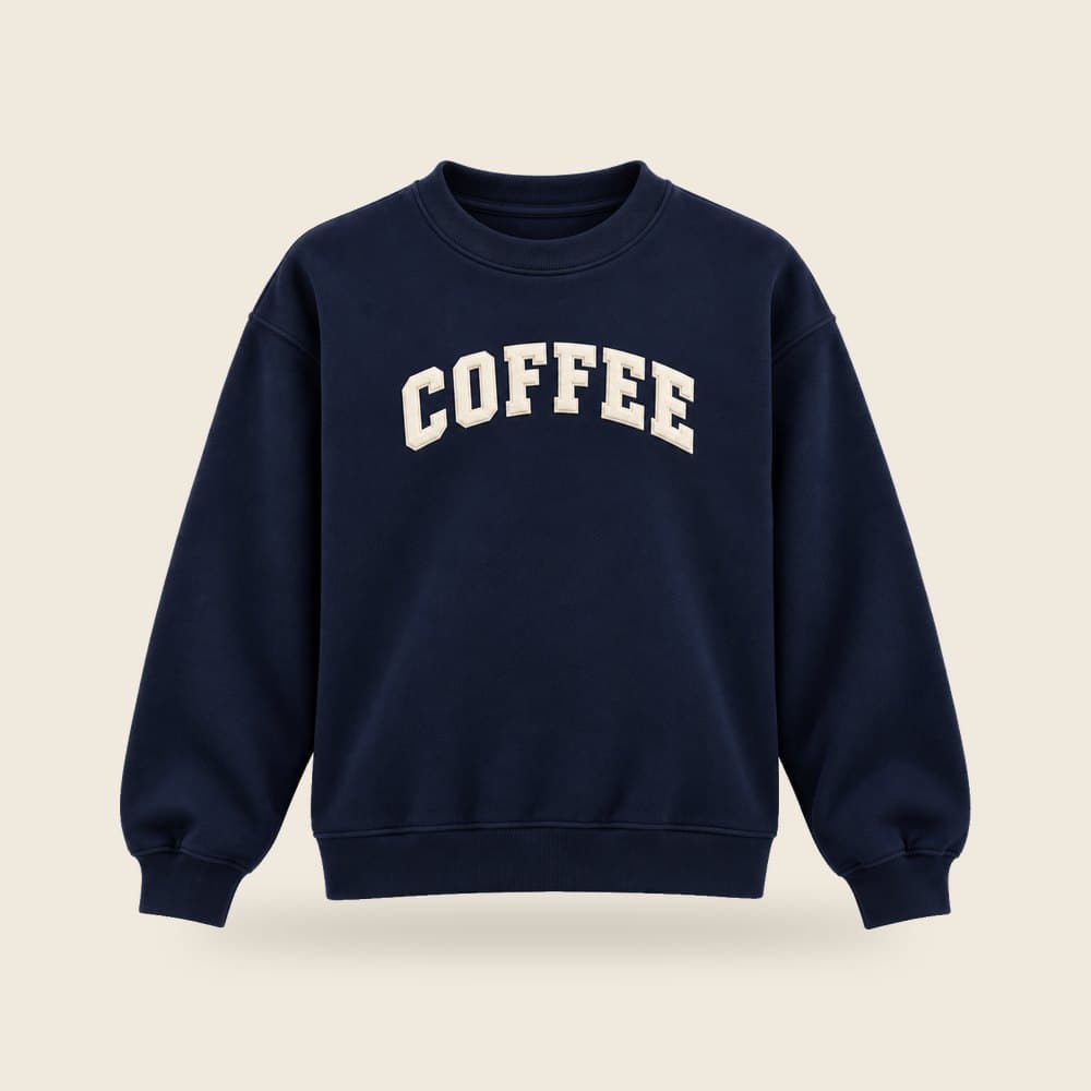 Coffee crewneck sweatshirt in navy, product mockup