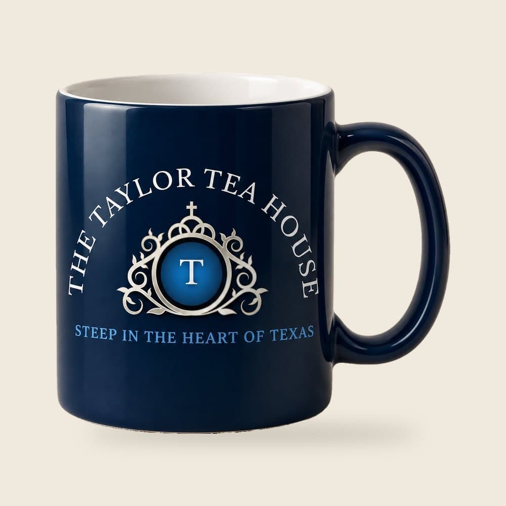 The Taylor Tea House Mug ceramic in navy, product mockup